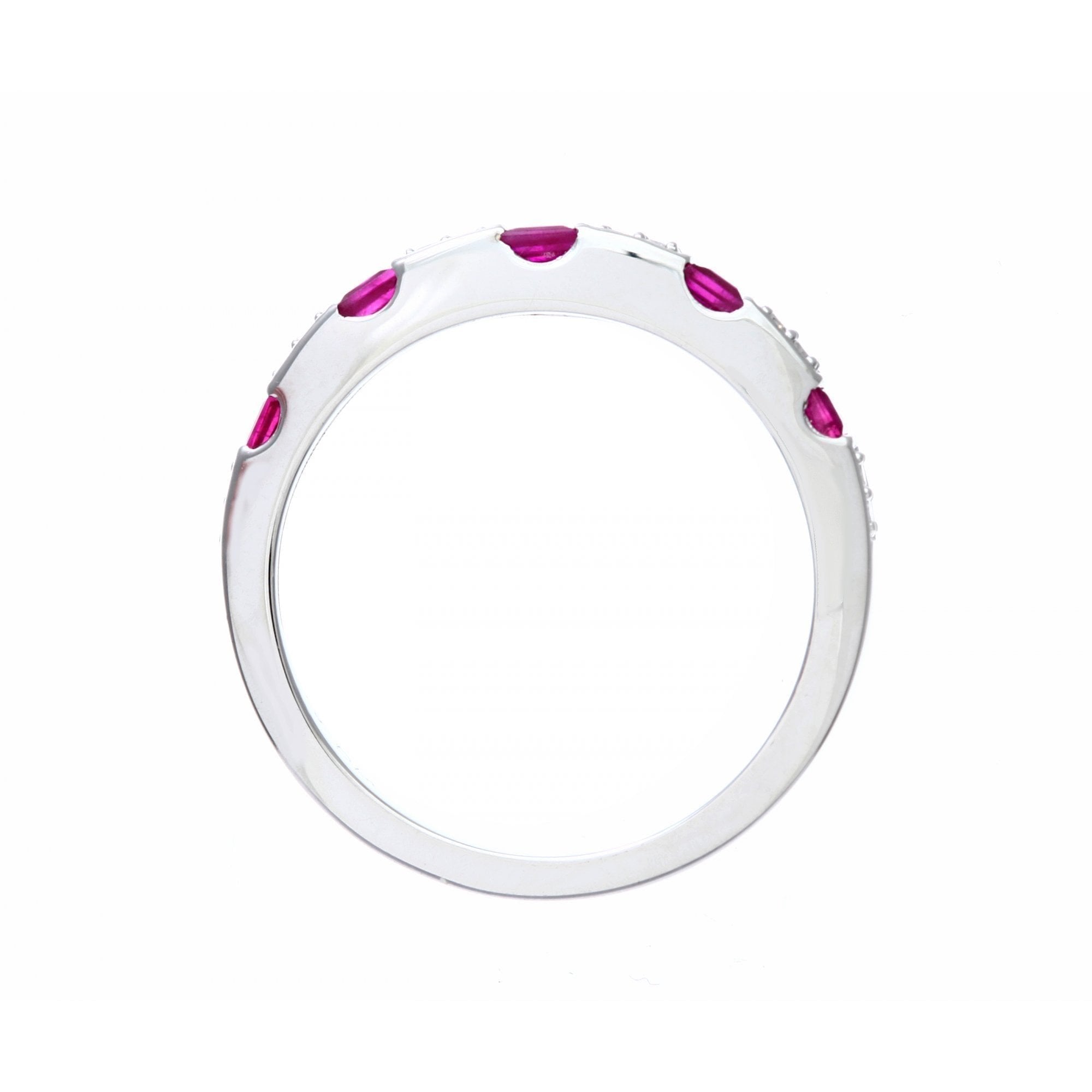 Ladies 9ct White Gold 0.10ct Diamond And Ruby Eternity Ring