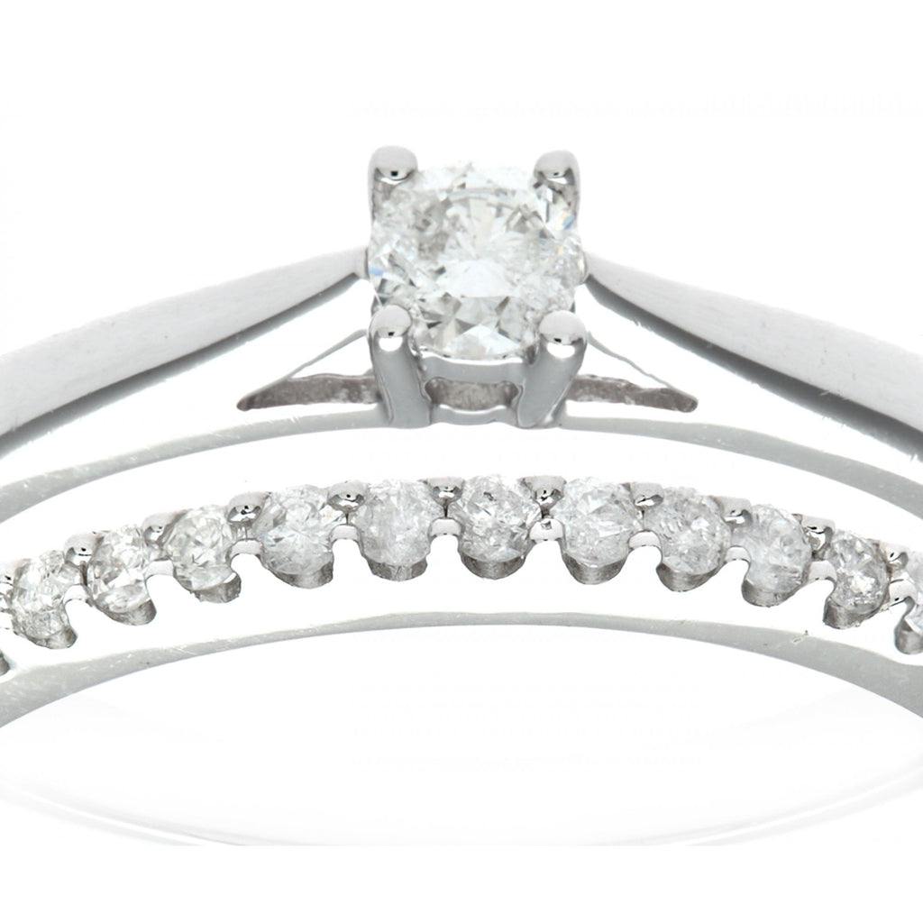 9ct White Gold 0.33 Carat Natural Diamond Solitaire and Band Bridal Ring Set