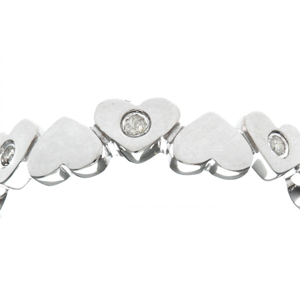 9ct White Gold Natural Diamond Hearts Band Ring
