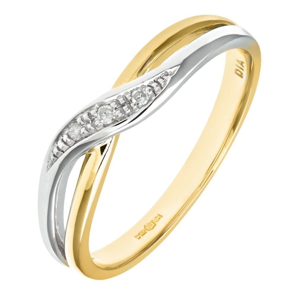 9ct Gold Natural Diamond Crossover Ring