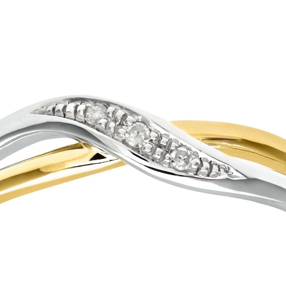 9ct Gold Natural Diamond Crossover Ring