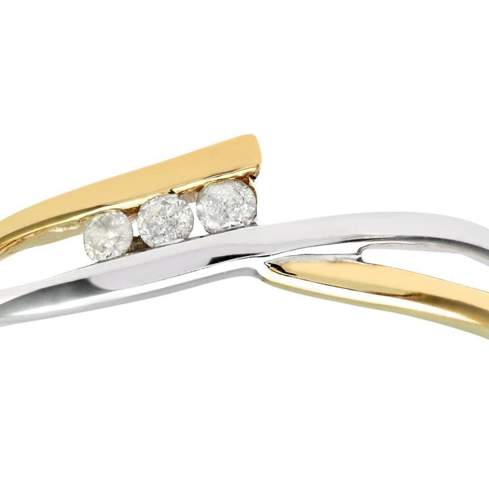 9ct Yellow and White Gold Natural Diamond Trilogy Fancy Bypass Ring