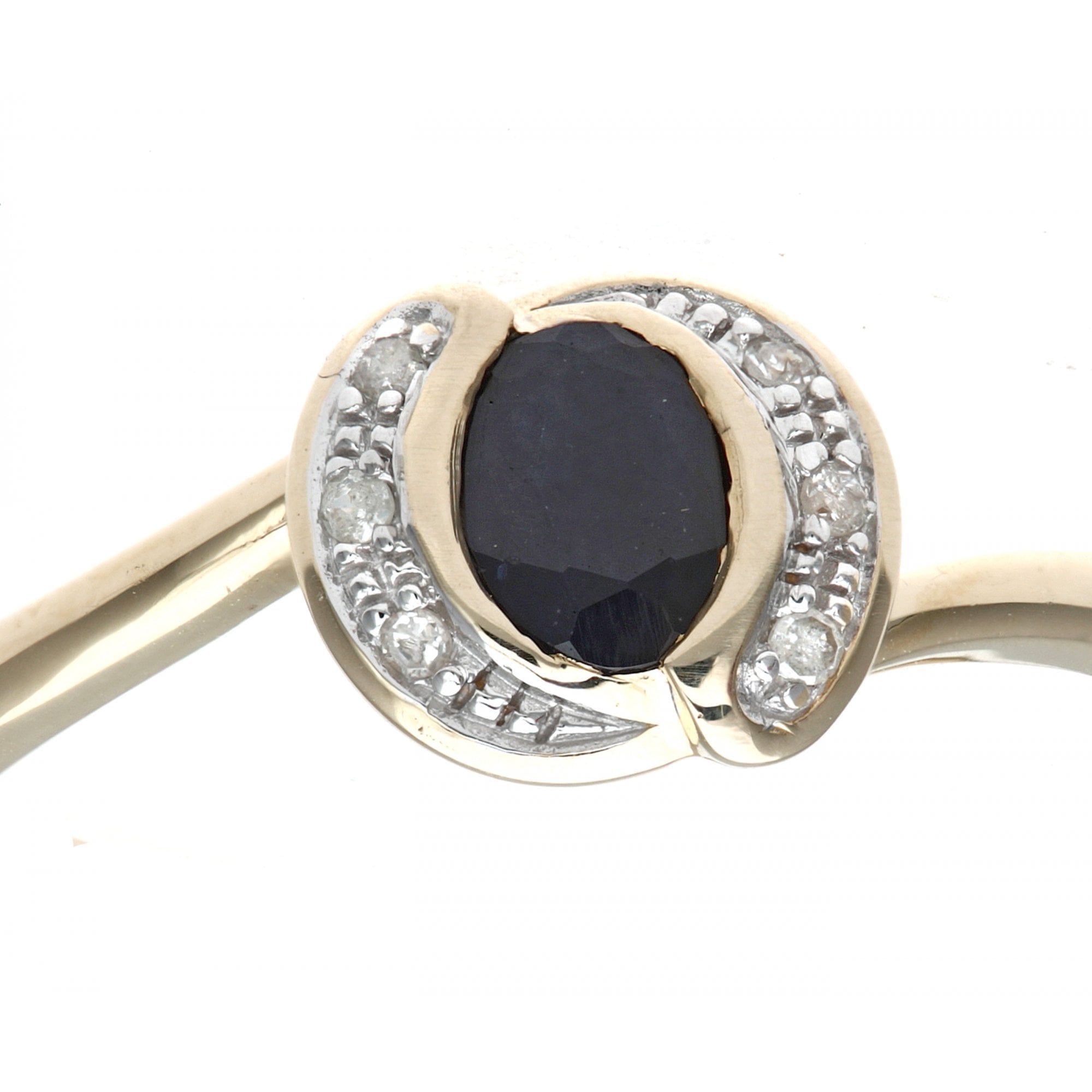 0.5 Ct Oval Natural Black Sapphire and Diamond Halo Cocktail Ring in 9ct Yellow Gold