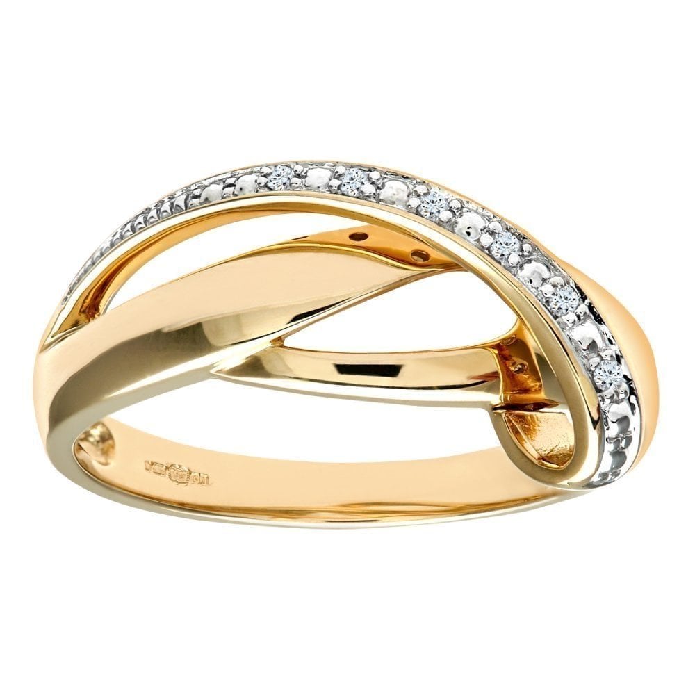 9ct Gold Natural Diamond Fancy Crossover Ring