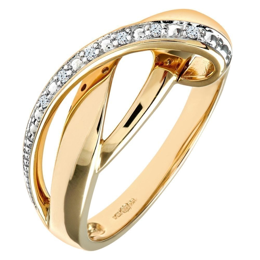 9ct Gold Natural Diamond Fancy Crossover Ring