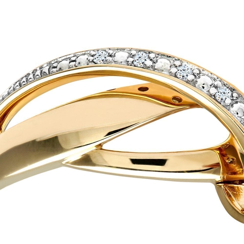 9ct Gold Natural Diamond Fancy Crossover Ring