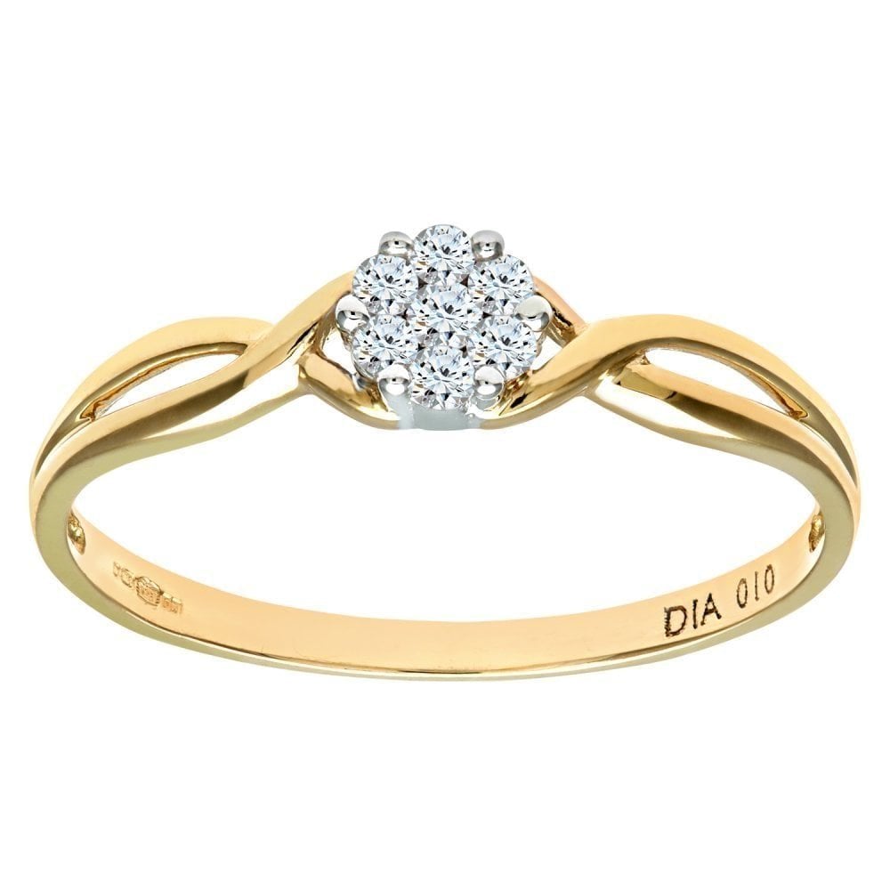 9ct Gold 0.10 Carat Natural Diamond Pressure Set Engagement Ring