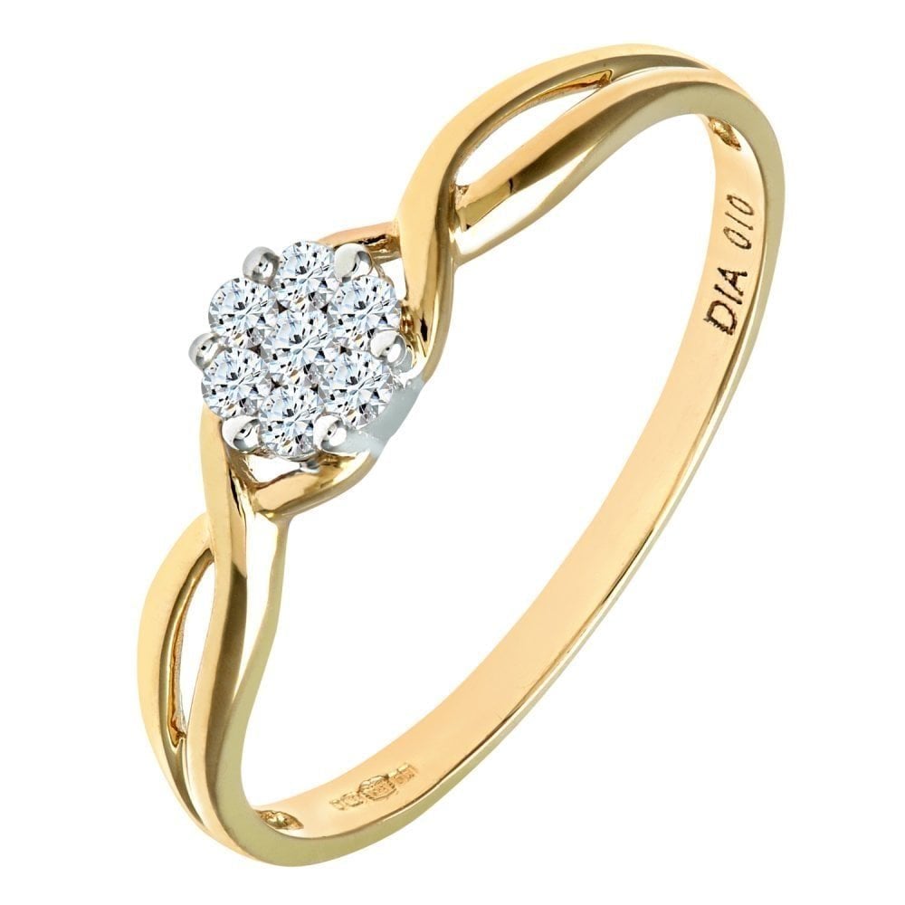 9ct Gold 0.10 Carat Natural Diamond Pressure Set Engagement Ring