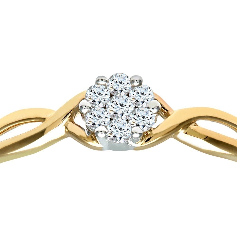 9ct Gold 0.10 Carat Natural Diamond Pressure Set Engagement Ring