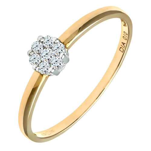 9ct Gold 0.10 Carat Natural Diamond Pressure Set Engagement Ring