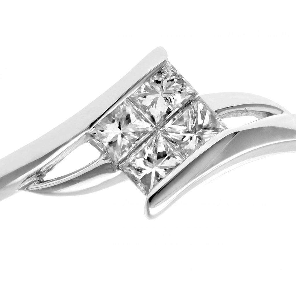 18ct White Gold 0.25 Carat Natural Diamond Invisible Set Bypass Engagement Ring