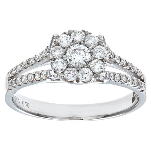 Diamond Cluster Engagement - detail view | Prime Jewellery