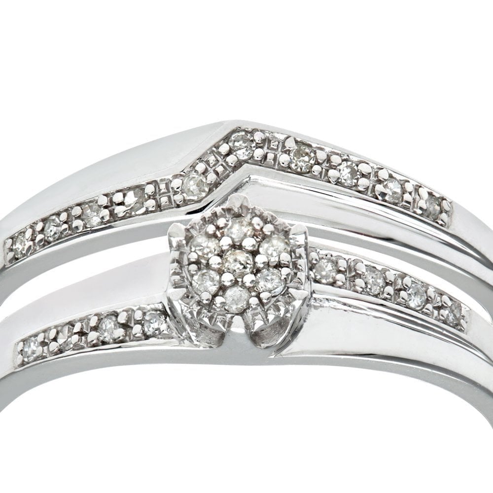 Designer Inspired 9ct White Gold 0.12 Carat Natural Diamond Bridal Ring Set