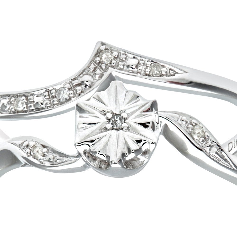 9ct White Gold Natural Diamond Fancy Bridal Ring Set