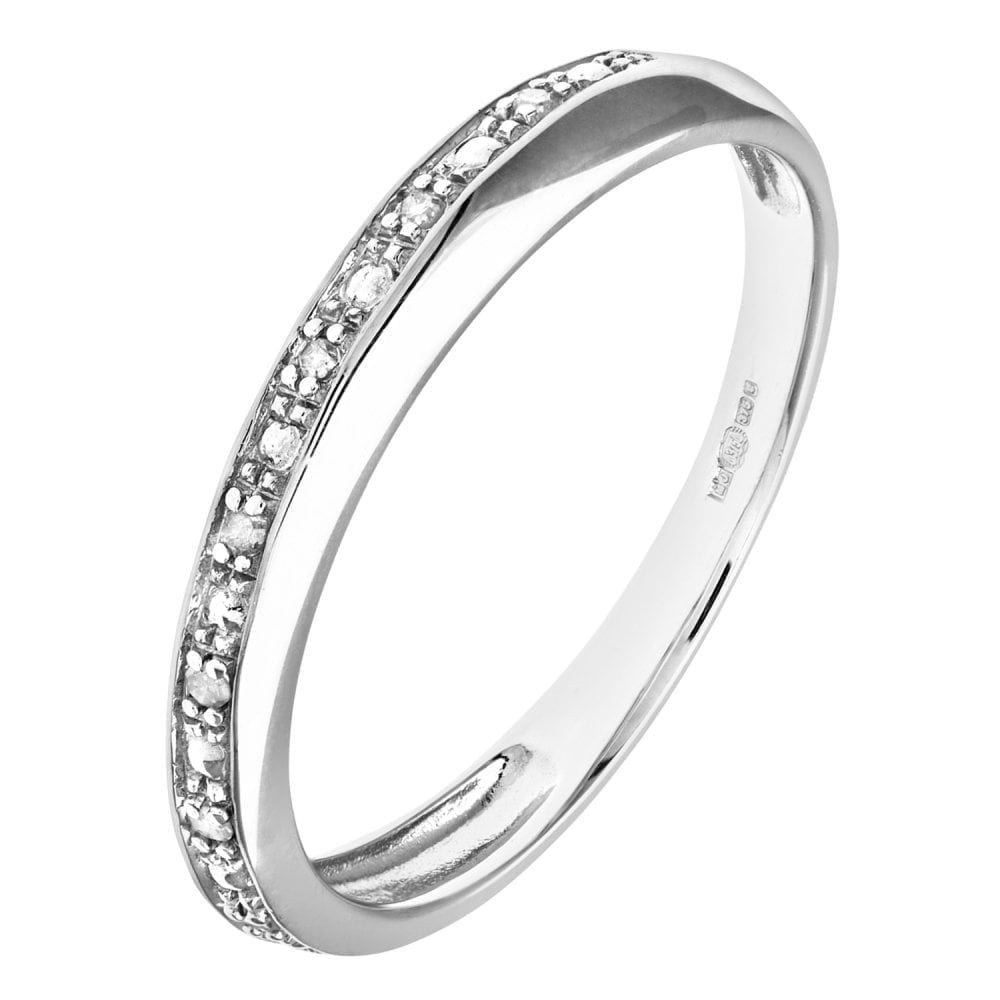 9ct White Gold Natural Diamond Pave Set Eternity Ring