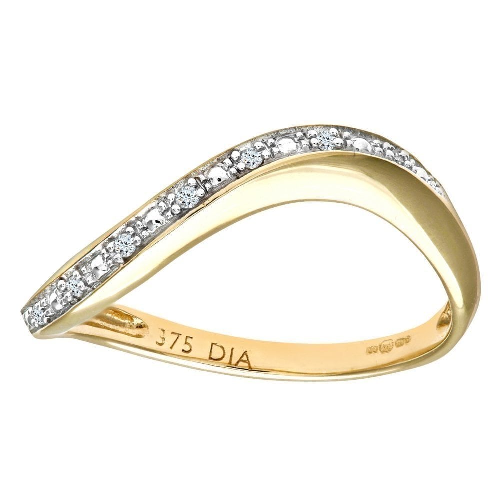 9ct Gold Natural Diamond Wedding Wishbone Band Ring