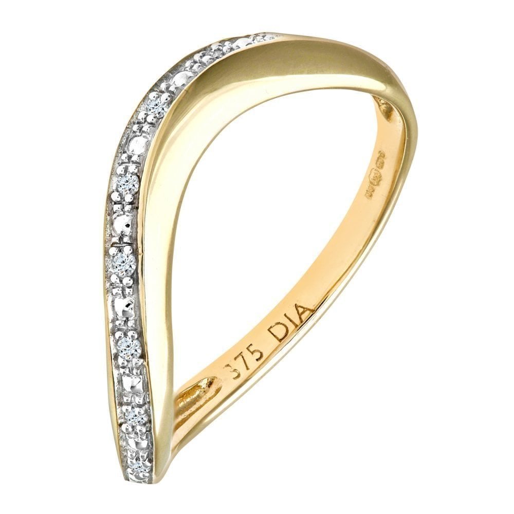 9ct Gold Natural Diamond Wedding Wishbone Band Ring