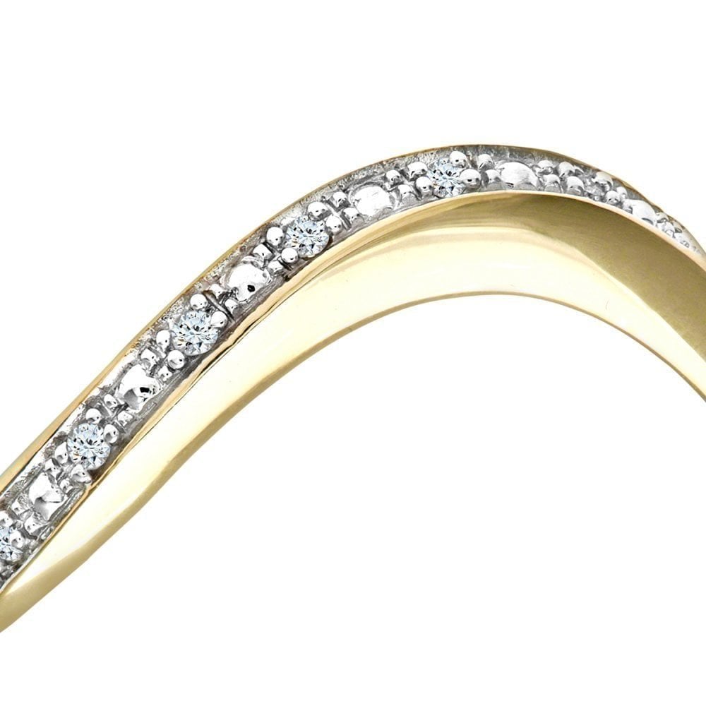 9ct Gold Natural Diamond Wedding Wishbone Band Ring
