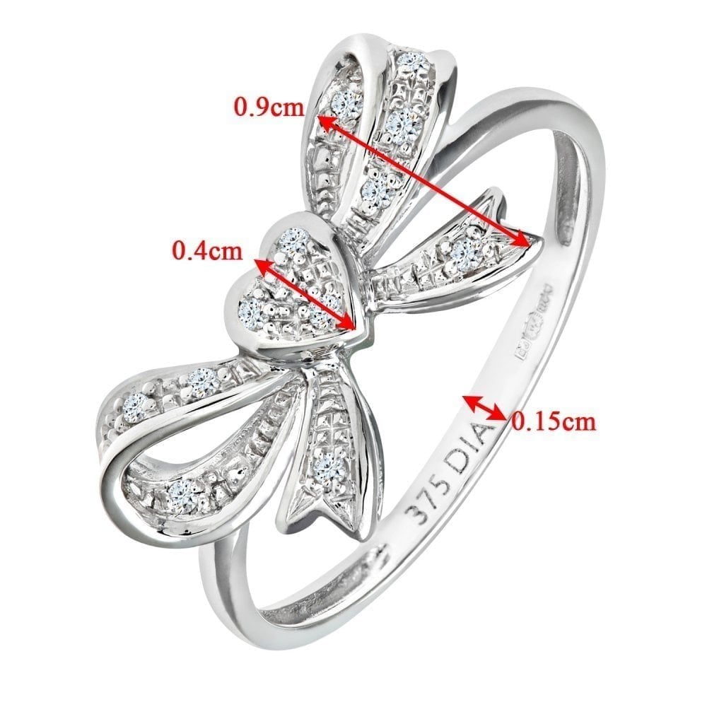 9ct White Gold Natural Diamond Bow Promise Ring