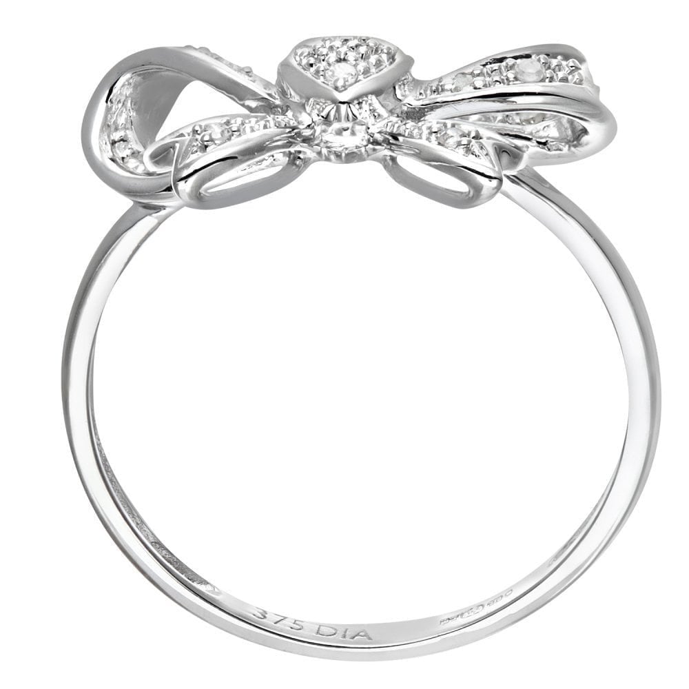 9ct White Gold Natural Diamond Bow Promise Ring