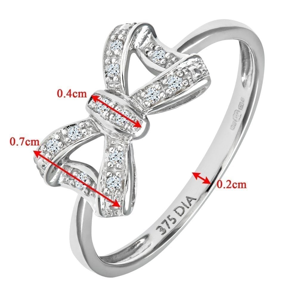 9ct White Gold Natural Diamond Bow Promise Ring