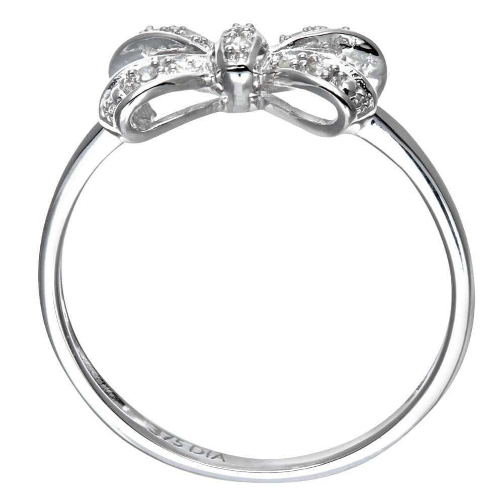 9ct White Gold Natural Diamond Bow Promise Ring