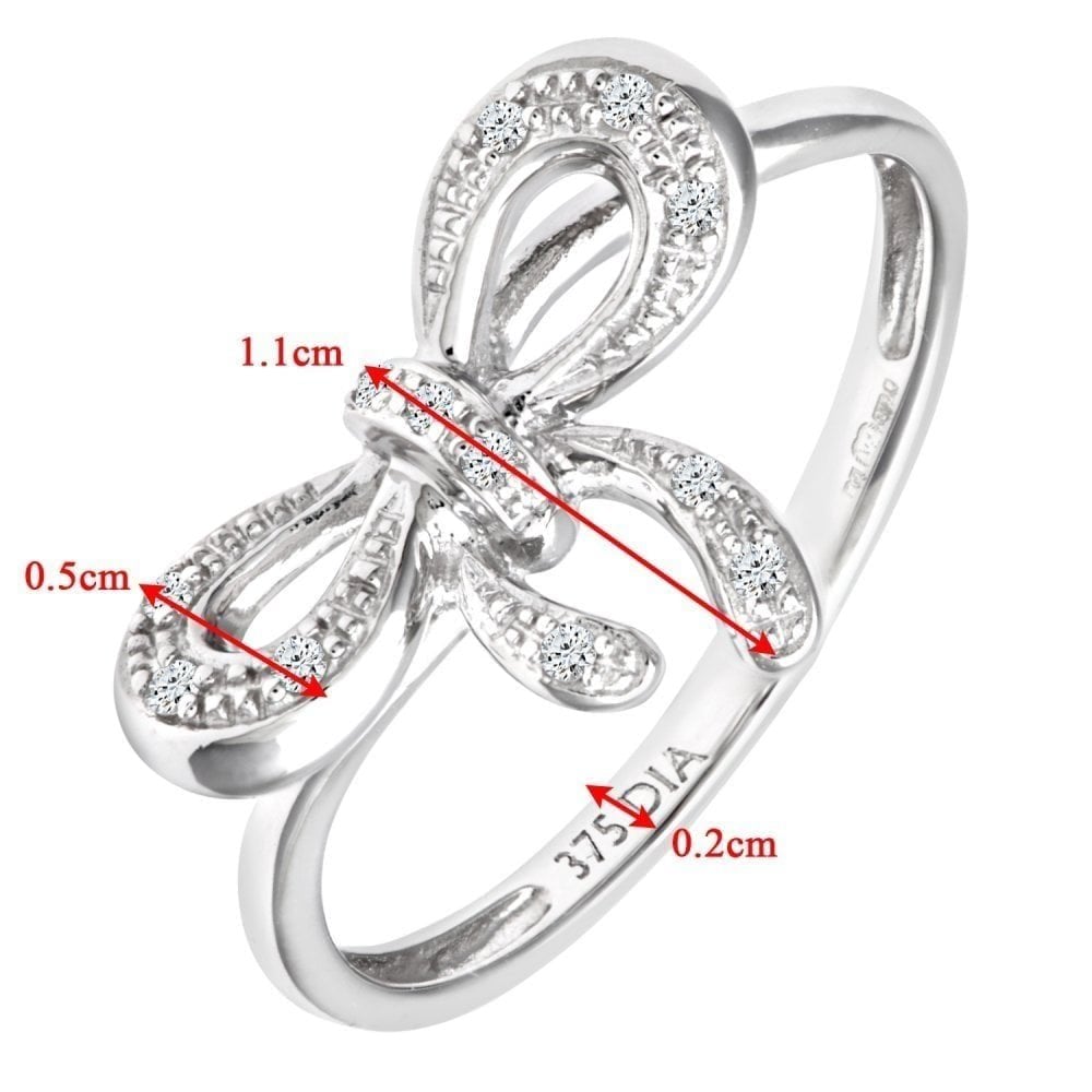 9ct White Gold Natural Diamond Bow Promise Ring