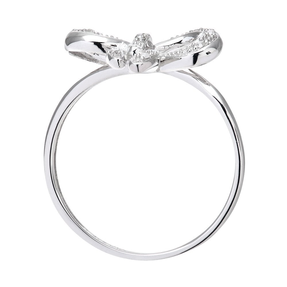 9ct White Gold Natural Diamond Bow Promise Ring