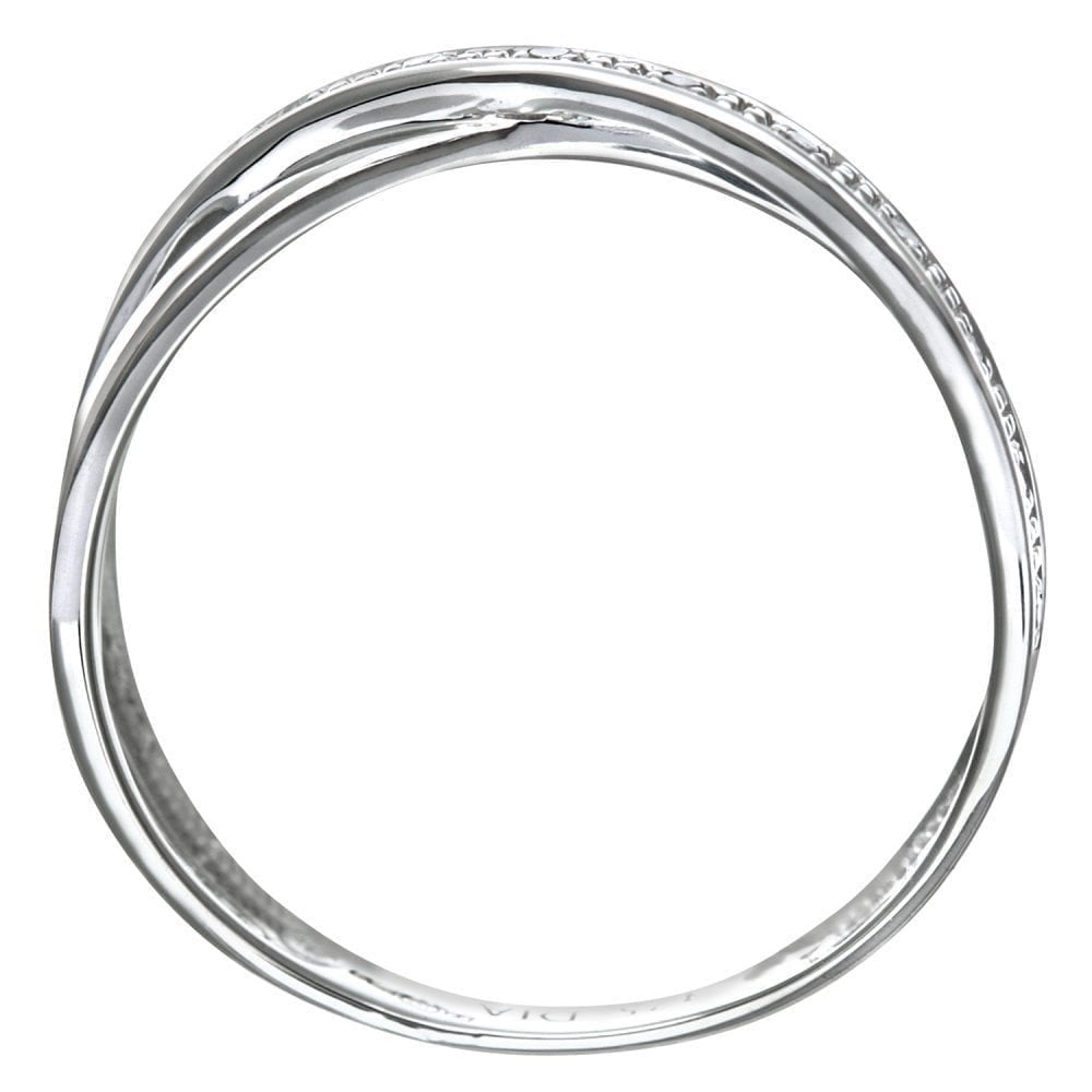 9ct White Gold Natural Diamond Crossover Ring