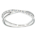 9ct White Gold Natural Diamond Crossover Ring