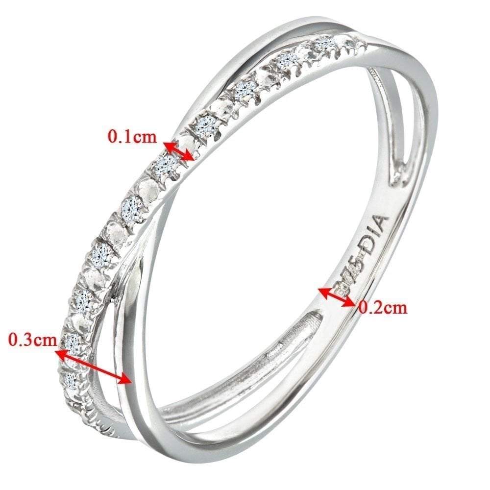 9ct White Gold Natural Diamond Crossover Ring