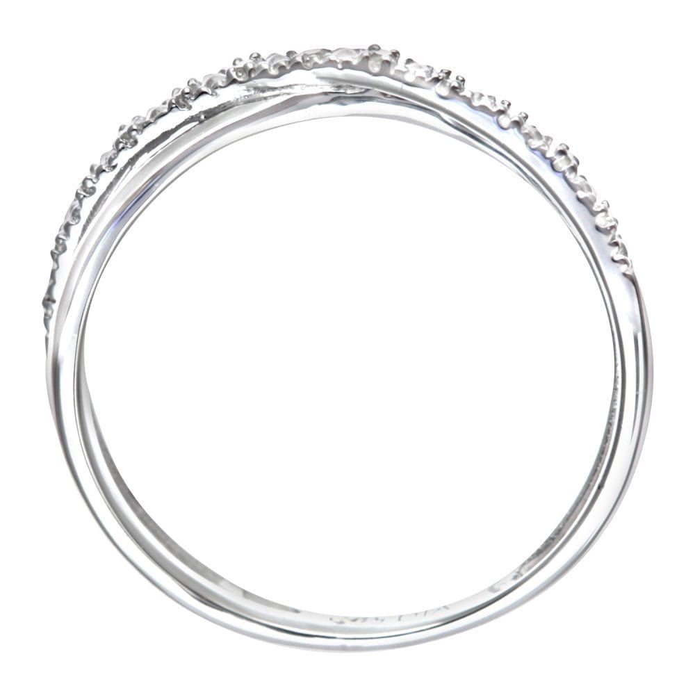 9ct White Gold Natural Diamond Crossover Ring