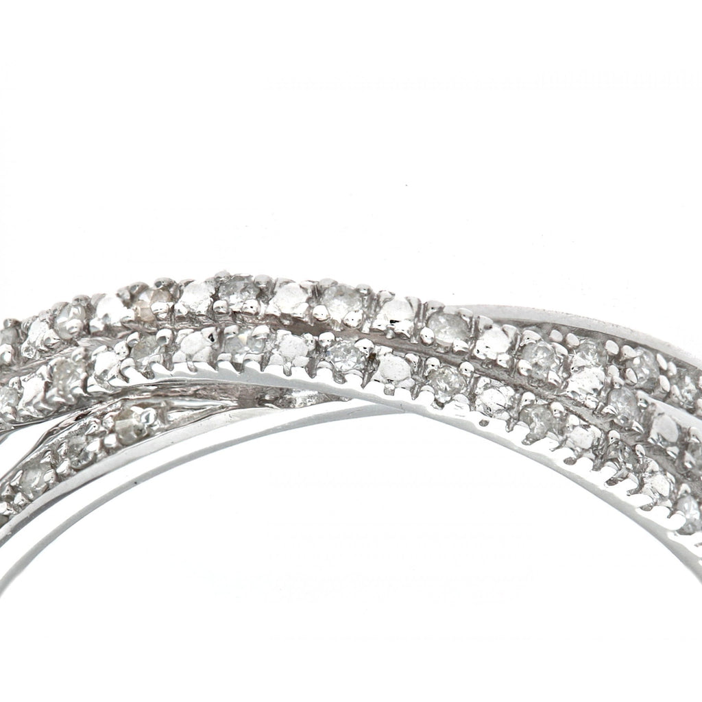 9ct White Gold 0.15 Carat Natural Diamond 3-Row Crossover Ring