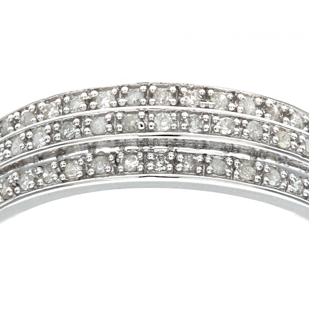 9ct White Gold 0.25 Carat Natural Diamond 3-Row Eternity Ring