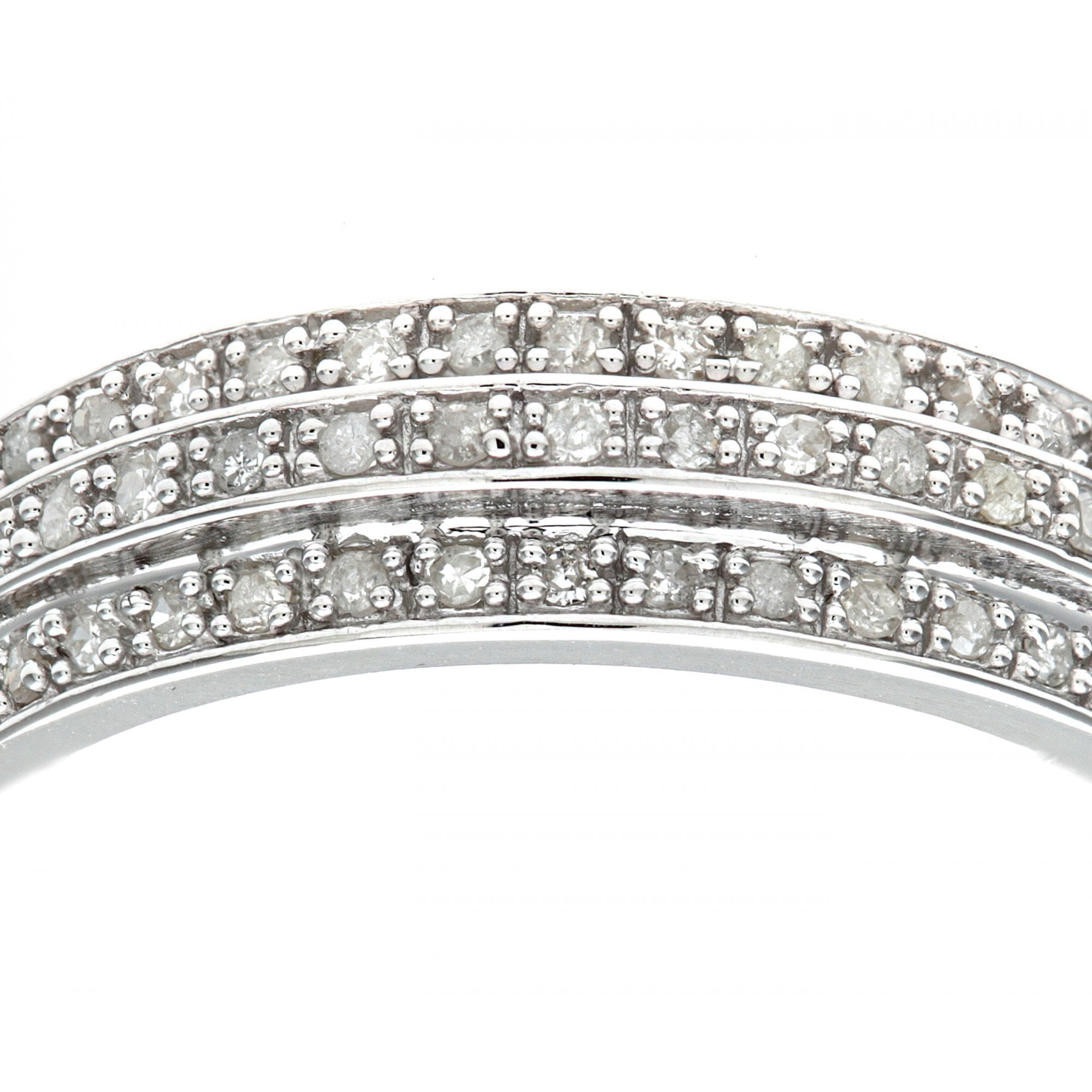 9ct White Gold 0.25 Carat Natural Diamond 3-Row Eternity Ring