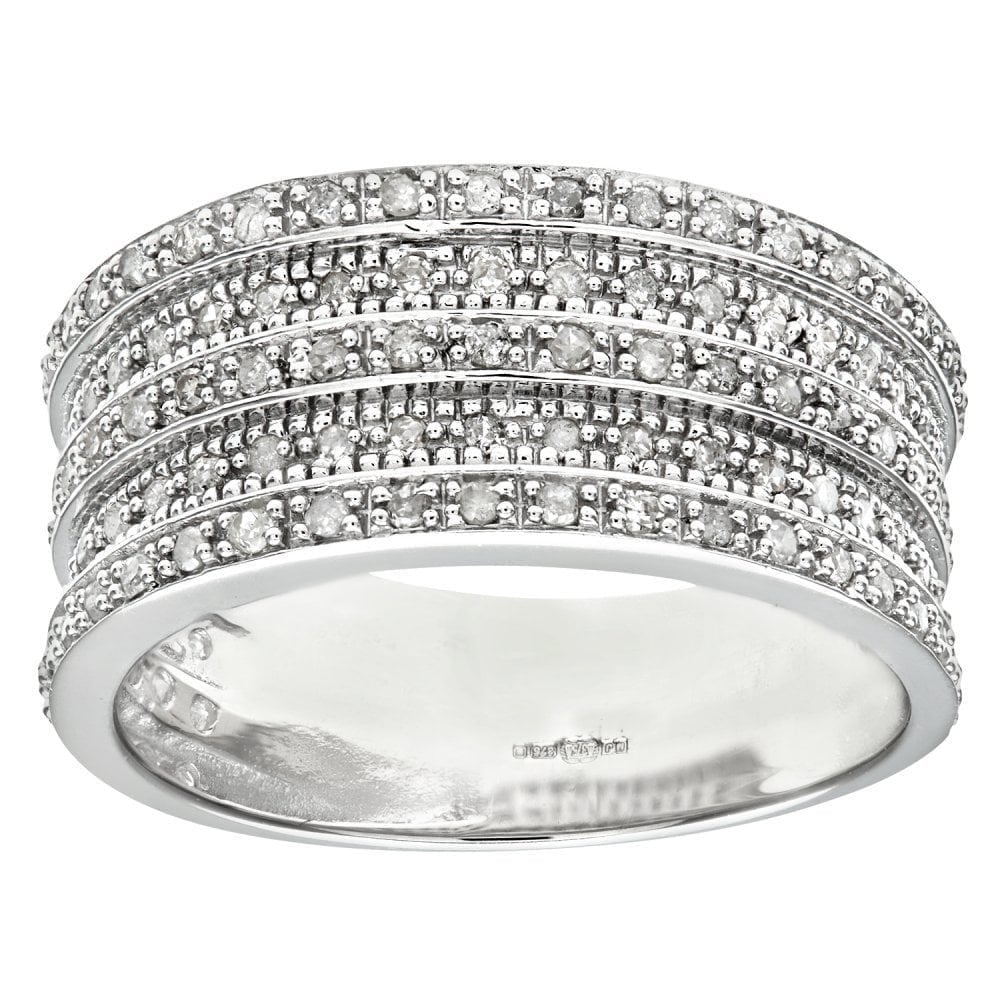 9ct White Gold 0.50 Carat Natural Diamond 5-Row Eternity Ring
