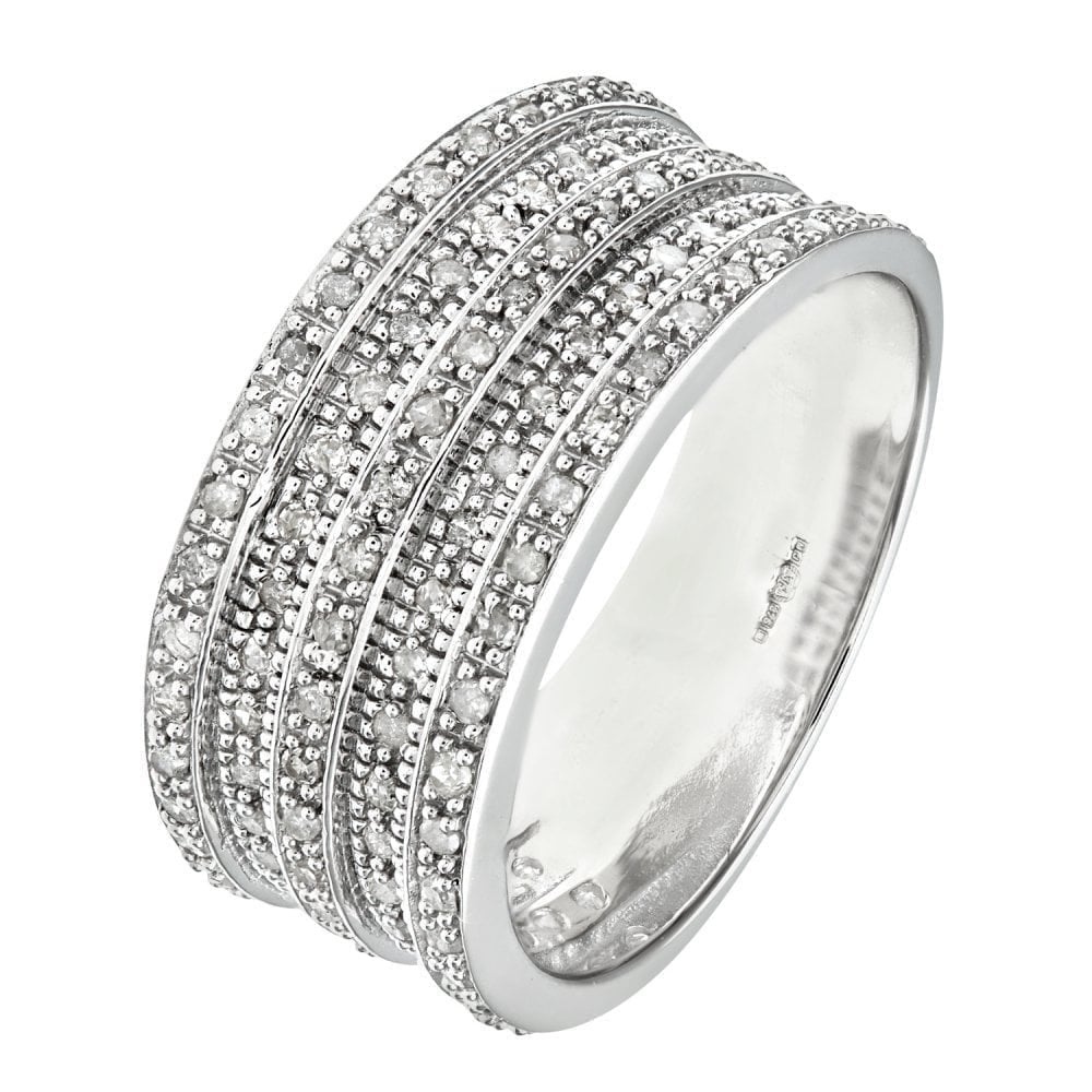 9ct White Gold 0.50 Carat Natural Diamond 5-Row Eternity Ring