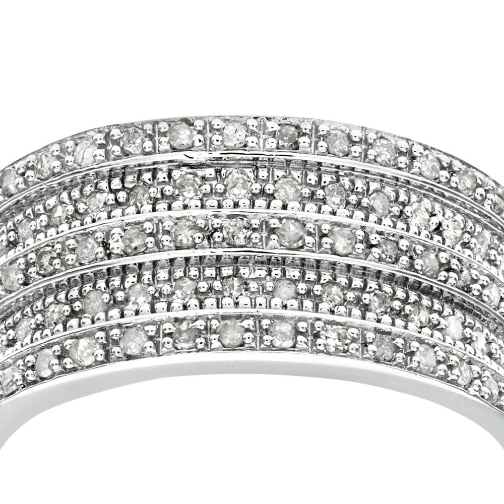 9ct White Gold 0.50 Carat Natural Diamond 5-Row Eternity Ring