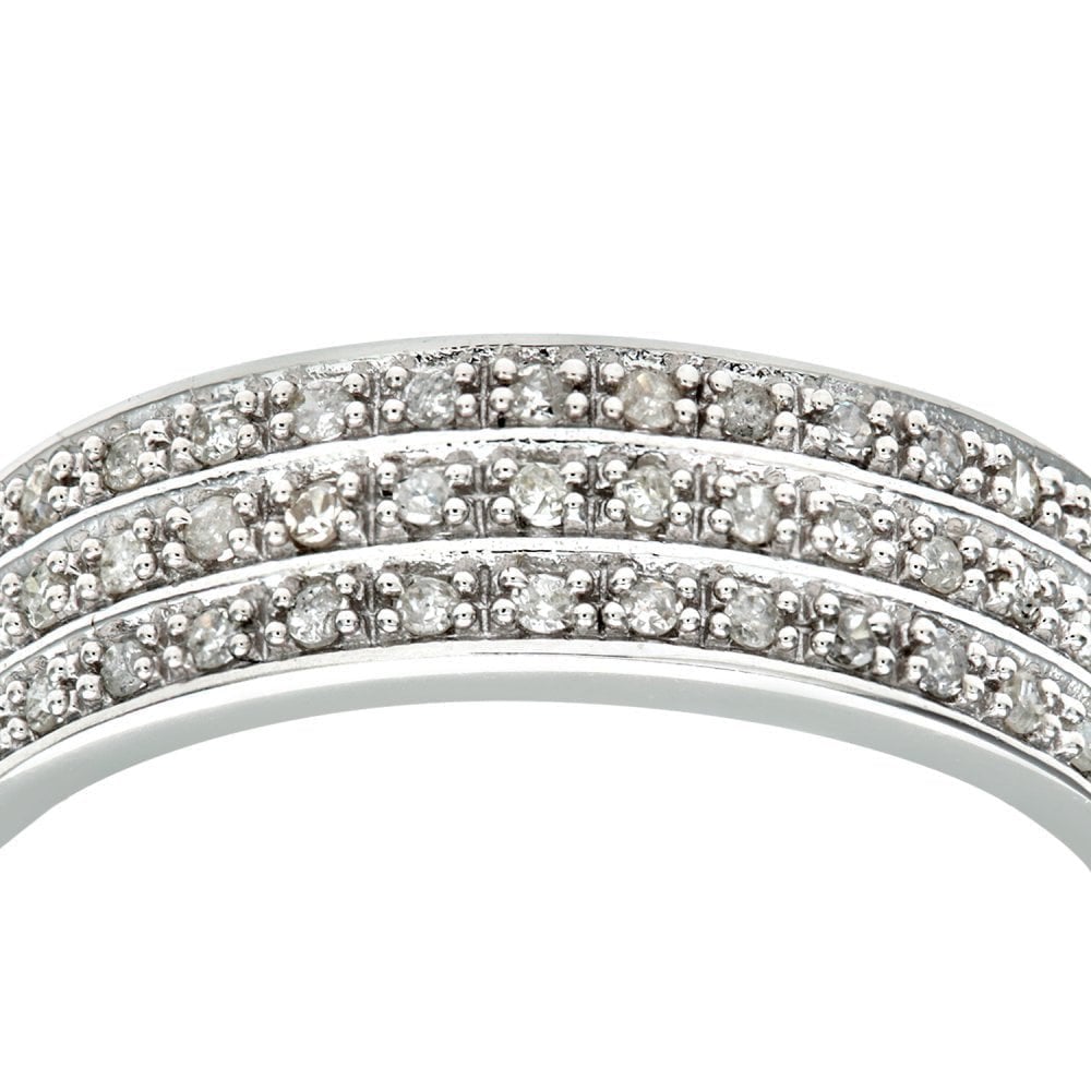 9ct White Gold 0.25 Carat Natural Diamond 3-Row Eternity Ring