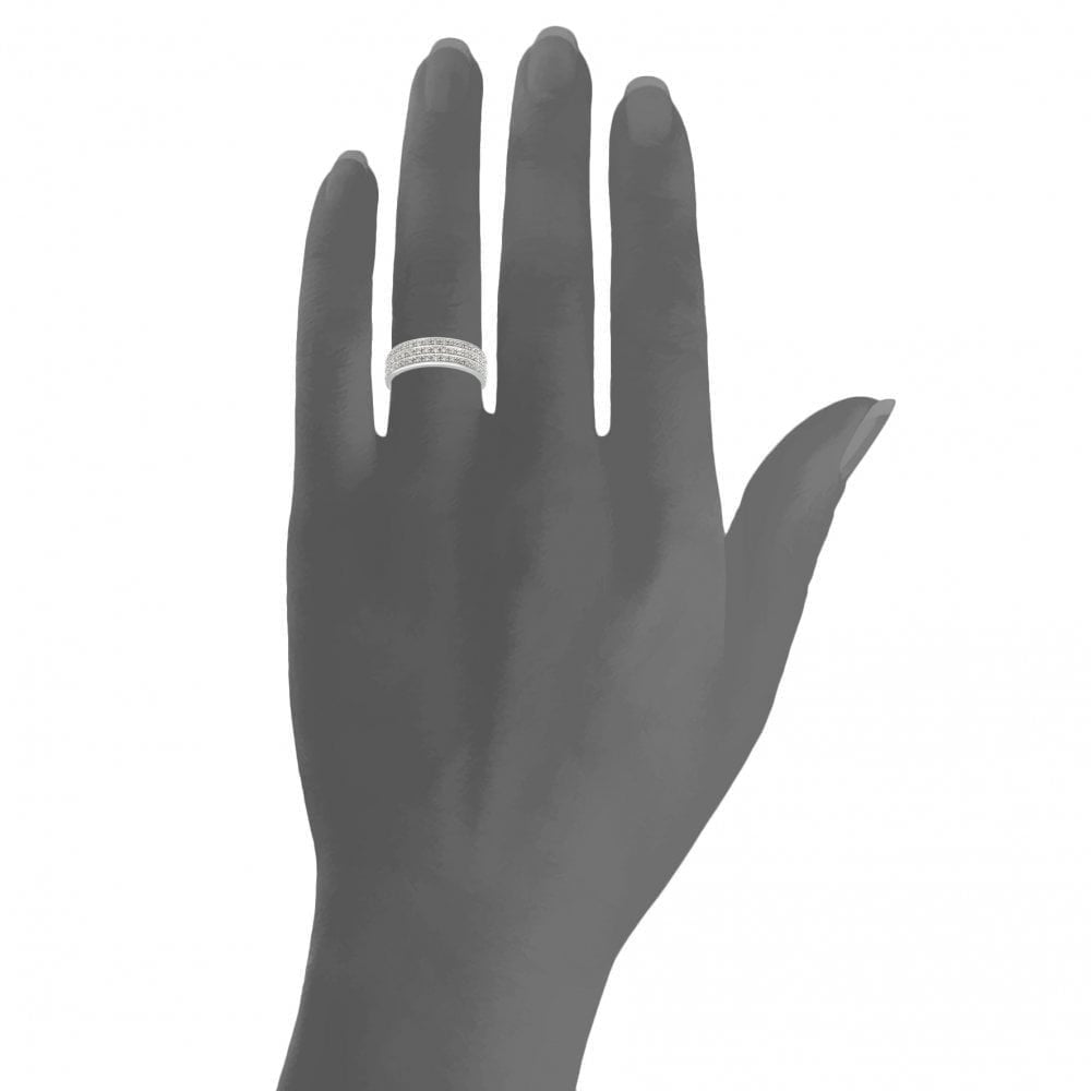9ct White Gold 0.25 Carat Natural Diamond 3-Row Eternity Ring
