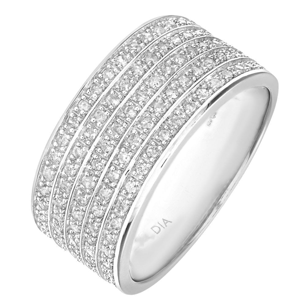9ct White Gold 0.50 Carat Natural Diamond 5-Row Eternity Ring