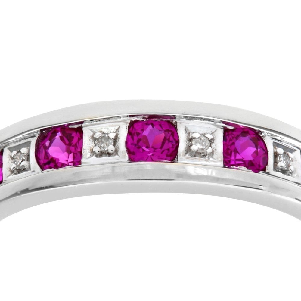 Round Brilliant Ruby and 0.025ct Diamonds 9ct Eternity Ring