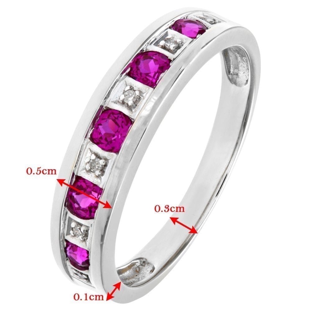 Round Brilliant Ruby and 0.025ct Diamonds 9ct Eternity Ring