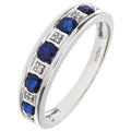 Round Brilliant Sapphire and 0.025ct Diamonds 9ct Eternity Ring