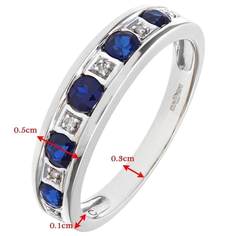 Round Brilliant Sapphire and 0.025ct Diamonds 9ct Eternity Ring