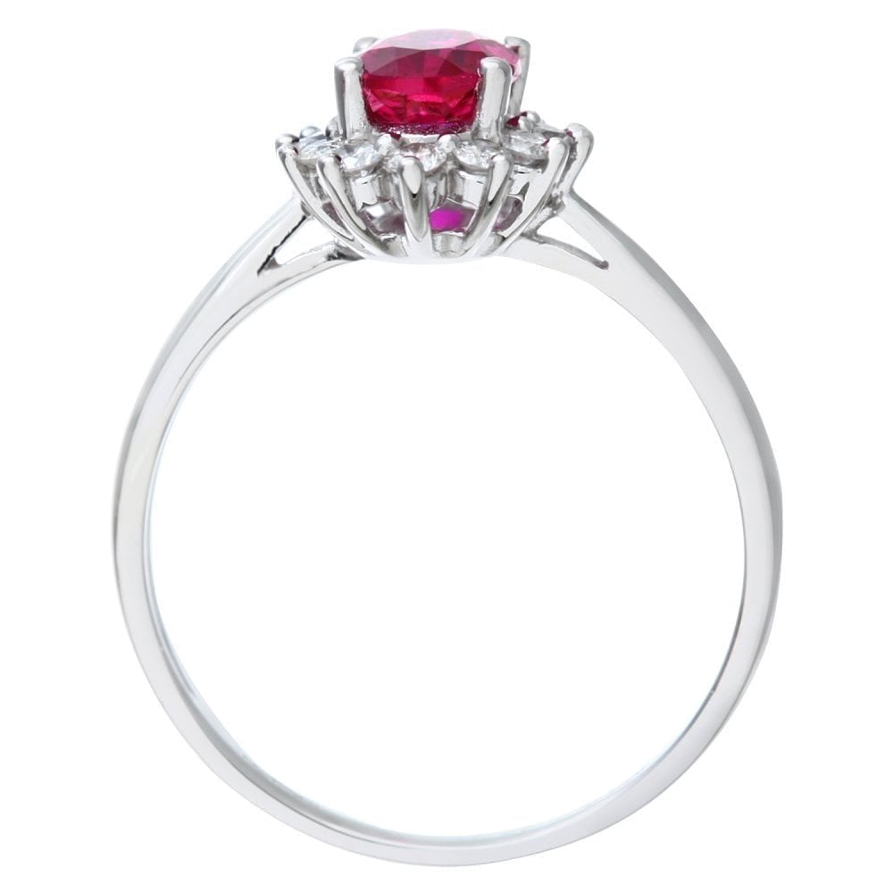 Round Brilliant Ruby and 0.25ct Diamonds 9ct Cluster Ring