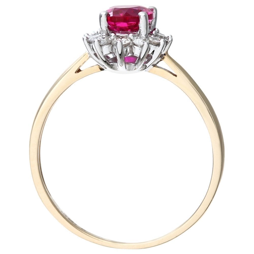 Round Brilliant Ruby and 0.25ct Diamonds 9ct Cluster Ring