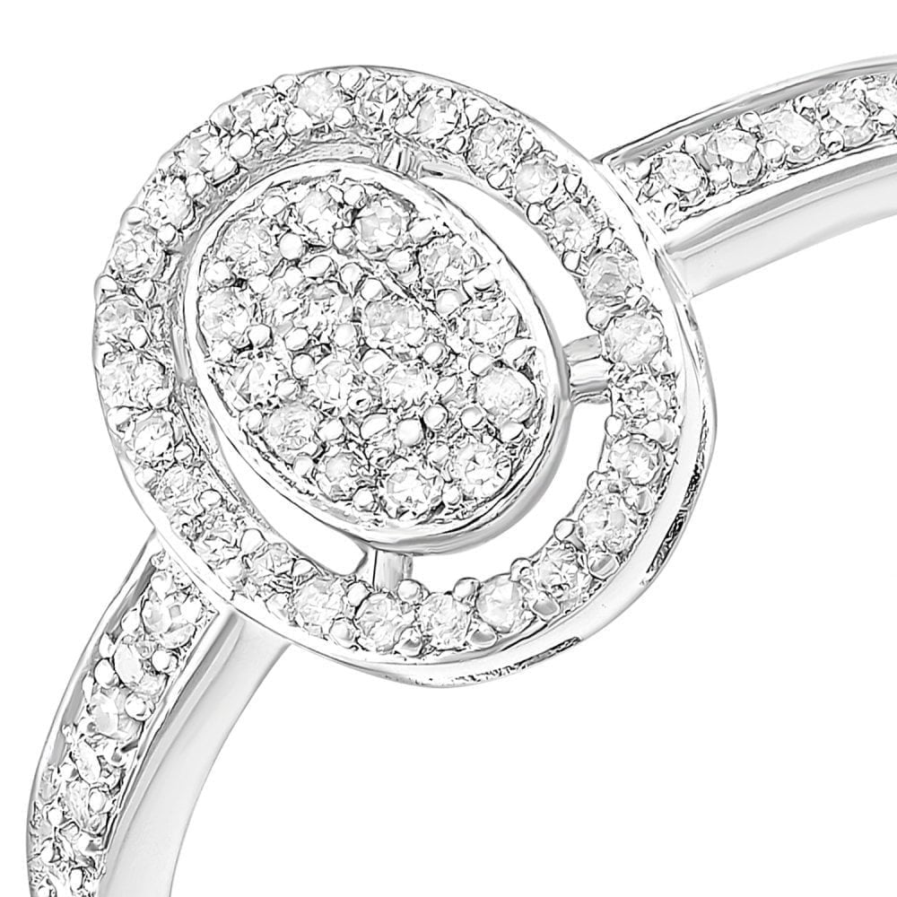 9ct White Gold 0.20 Carat Natural Diamond Cluster Halo Engagement Ring
