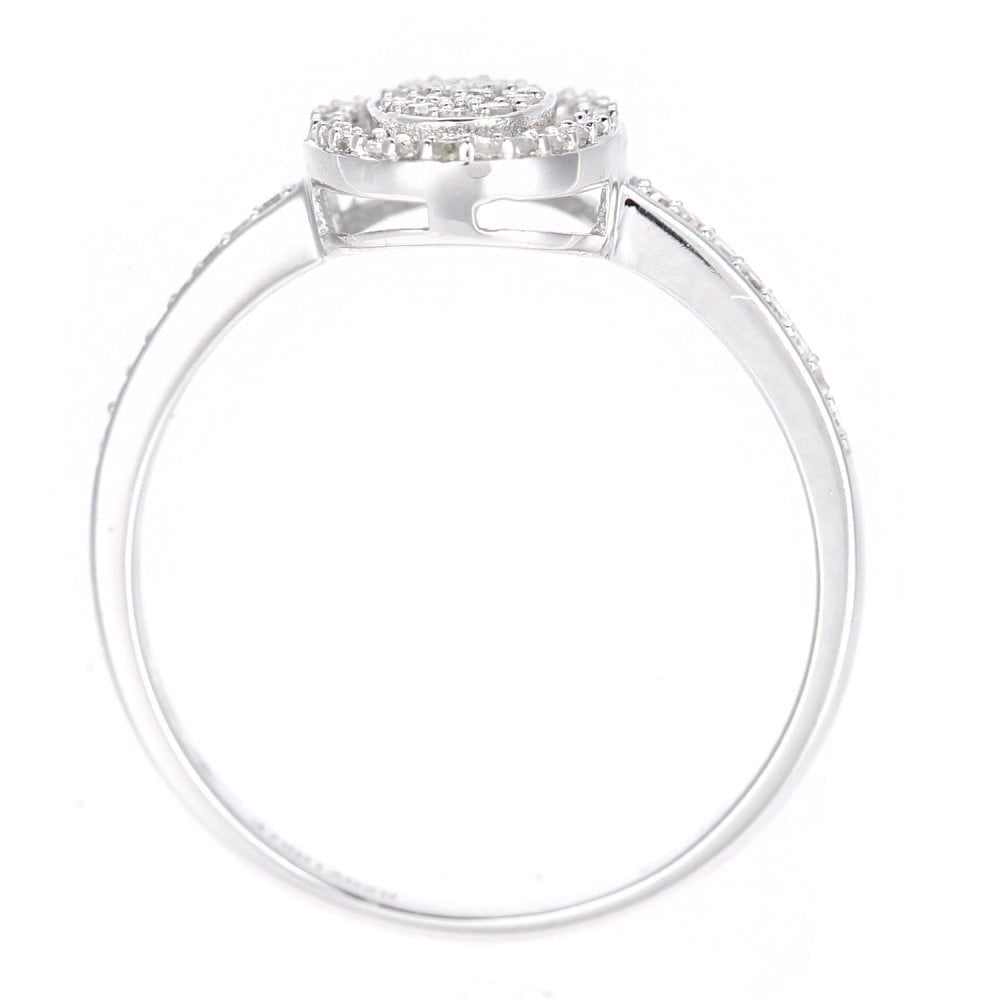 9ct White Gold 0.20 Carat Natural Diamond Cluster Halo Engagement Ring
