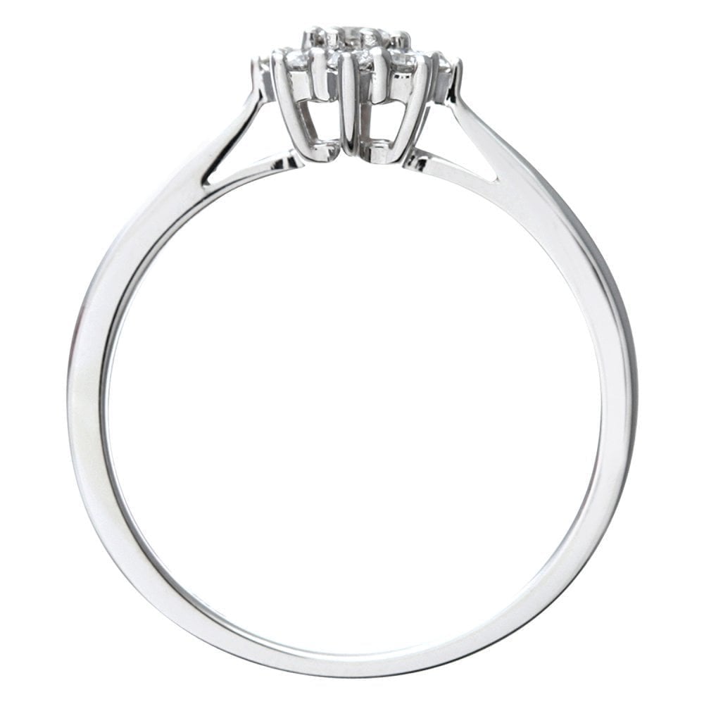 9ct White Gold 0.25 Carat Natural Diamond 7-stone Cluster Ring